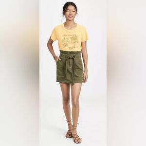 Free People Splendor in The Grass Paperbag Waist Mini, Color Army Green Size 6